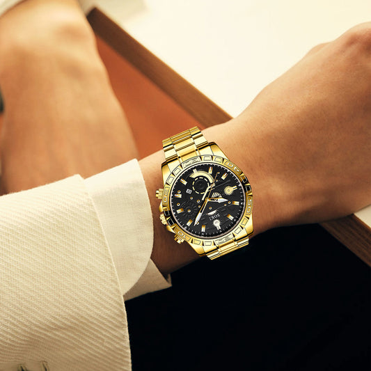 Montre Homme de Luxe Quartz – Bracelet Acier Inoxydable & Calendrier Élégant