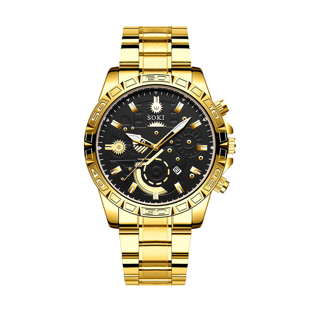 Montre Homme de Luxe Quartz – Bracelet Acier Inoxydable & Calendrier Élégant